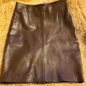 Brown Vintage Leather Pencil Skirt